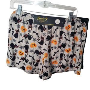 Spooky Night 2 Pack Halloween Black Cat Pajama Lounge Shorts, NWT, Large